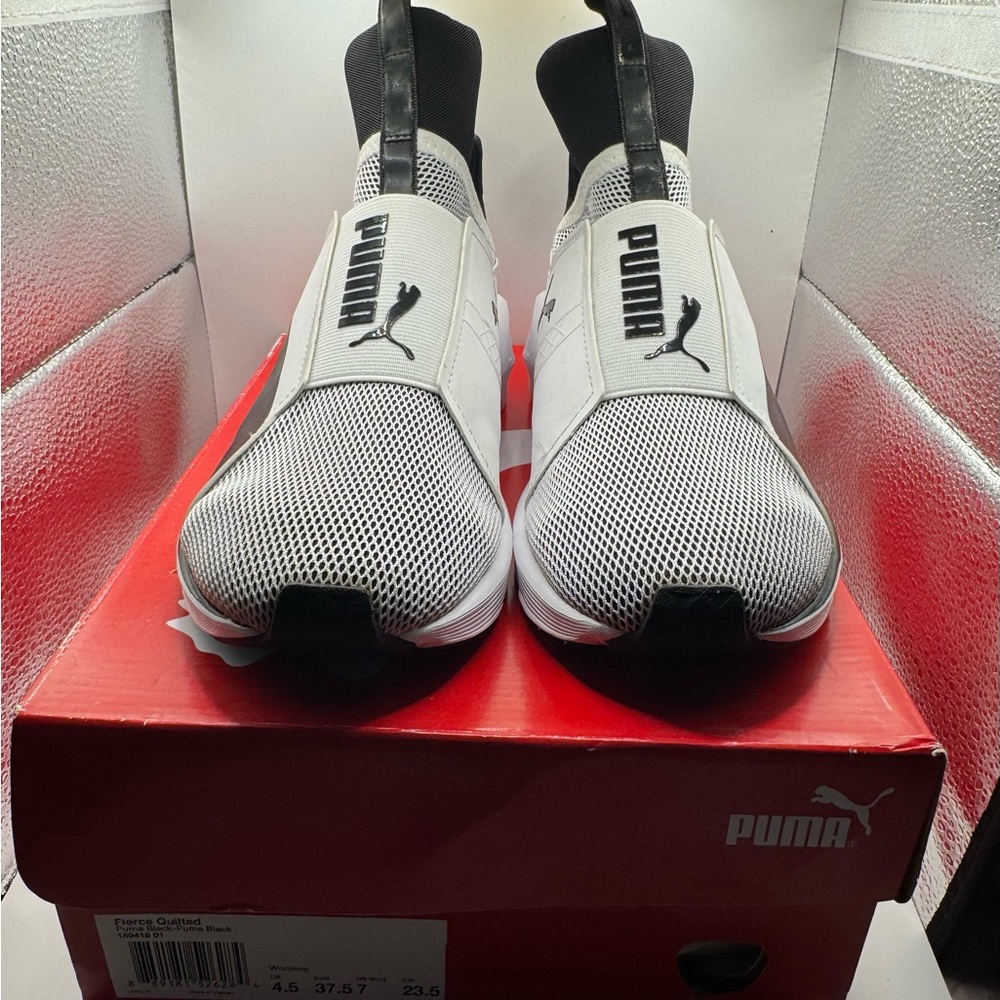 Women’s Puma Black and White Fierce Quilted Sneakers